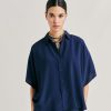 Momoni Bluse E Camicie | Camicia Brooklyn In Acetato Seta - Blu Notte