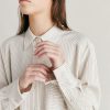 Momoni Completi E Talleur | Camicia Aura A Righe In Seta Viscosa - Panna/ Caramello