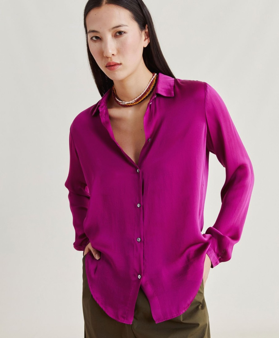 Momoni Bluse E Camicie | Camicia Meudon In Seta Unita - Ciclamino