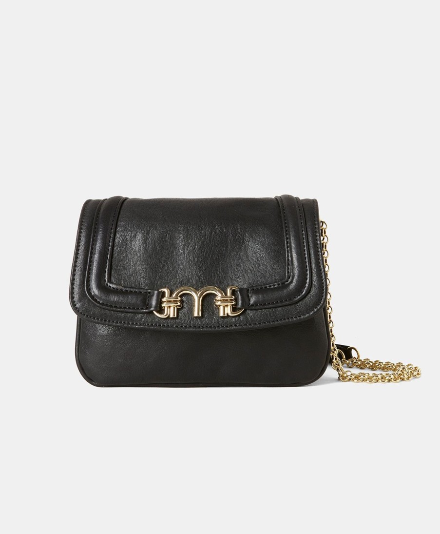 Momoni Borse E Pochette | Borsa Mimi Flore In Pelle - Nero