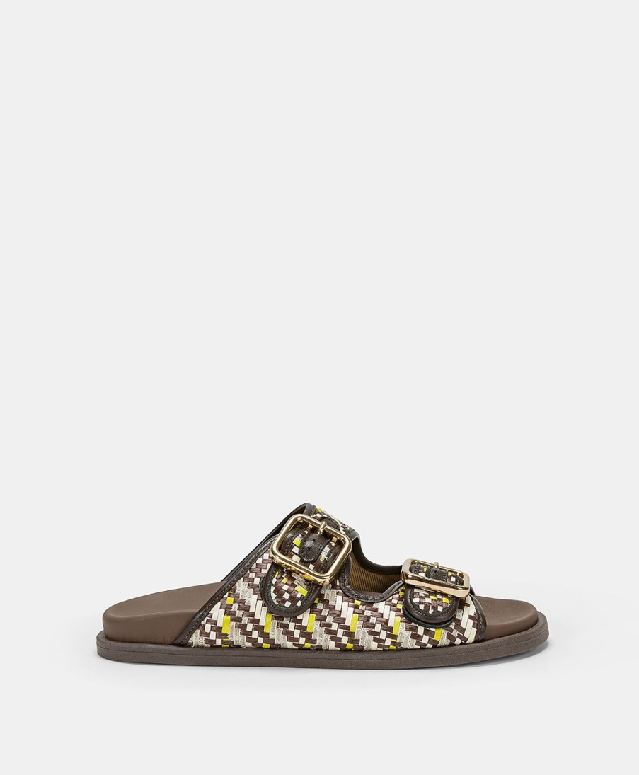 Momoni Scarpe | Sandali Chamorro Con Intreccio - Marrone / Multicolor