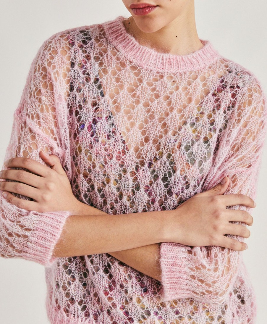 Momoni Maglieria | Maglia Campanula In Soft Mohair - Rosa Baby