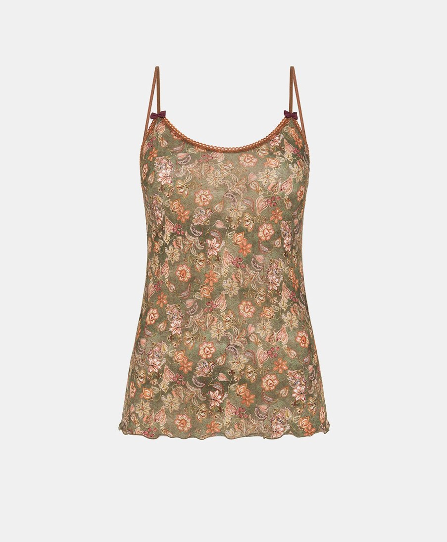 Momoni Body E Tute | Top Airelle In Nylon Stampato - Army Multicolor