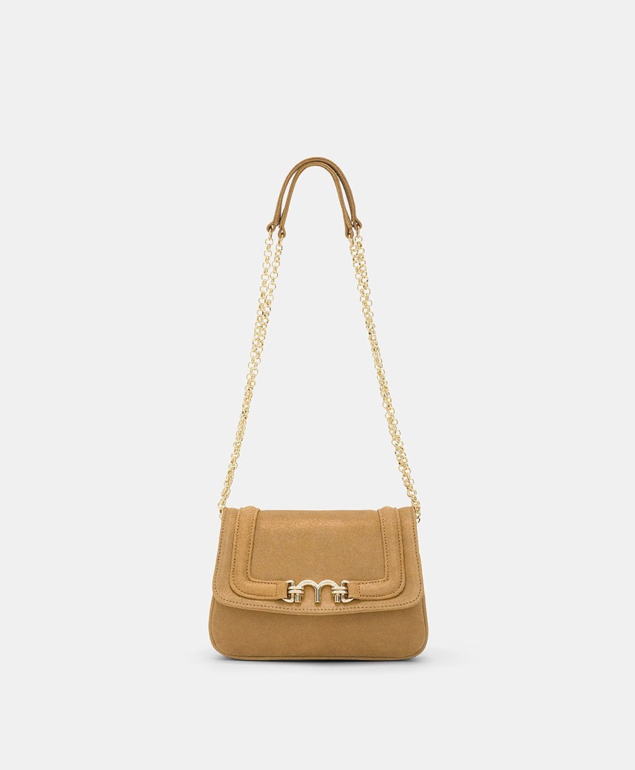 Momoni Borse E Pochette | Borsa Mimi Flore In Pelle Lame' - Caramello