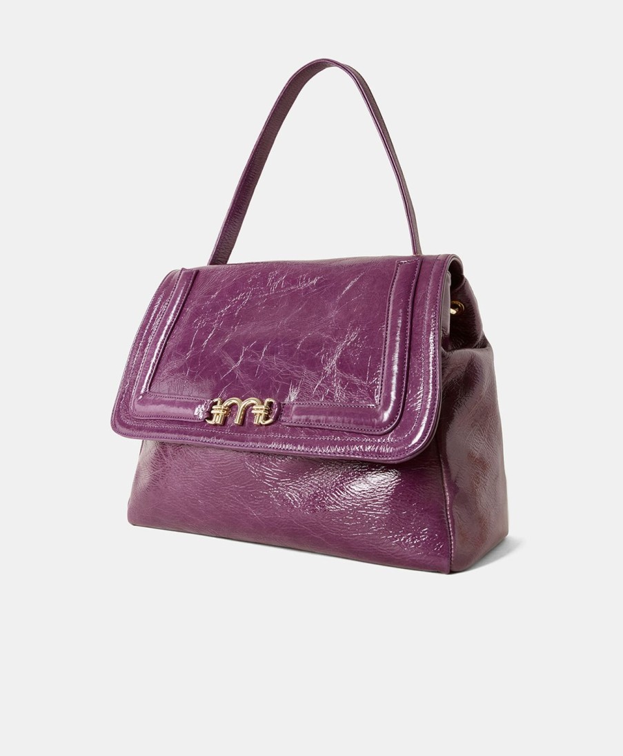 Momoni Borse E Pochette | Borsa Flore In Pelle Naplack - Mirtillo