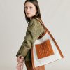 Momoni Borse E Pochette | Tote Bag Geraldine In Pelle E Canvas - Beige