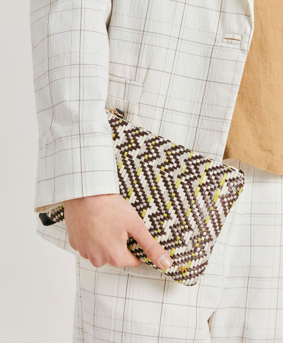 Momoni Borse E Pochette | Clutch Fragua Con Intreccio - Marrone / Multicolor