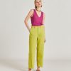 Momoni Pantaloni E Shorts | Pantaloni Fucsia Bis In Gabardina - Acido