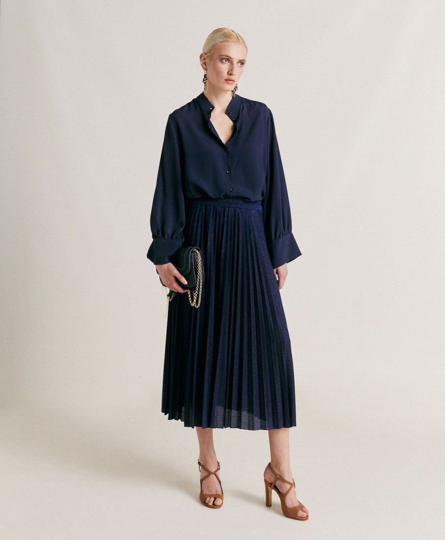 Momoni Gonne | Gonna Emi In Jersey Lurex - Bluette