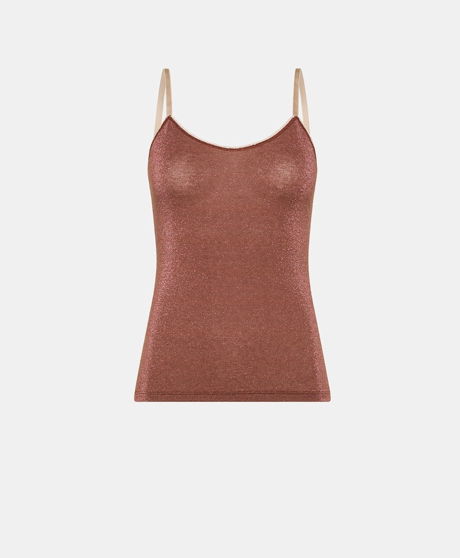 Momoni Body E Tute | Top Airelle In Jersey Lurex - Terracotta