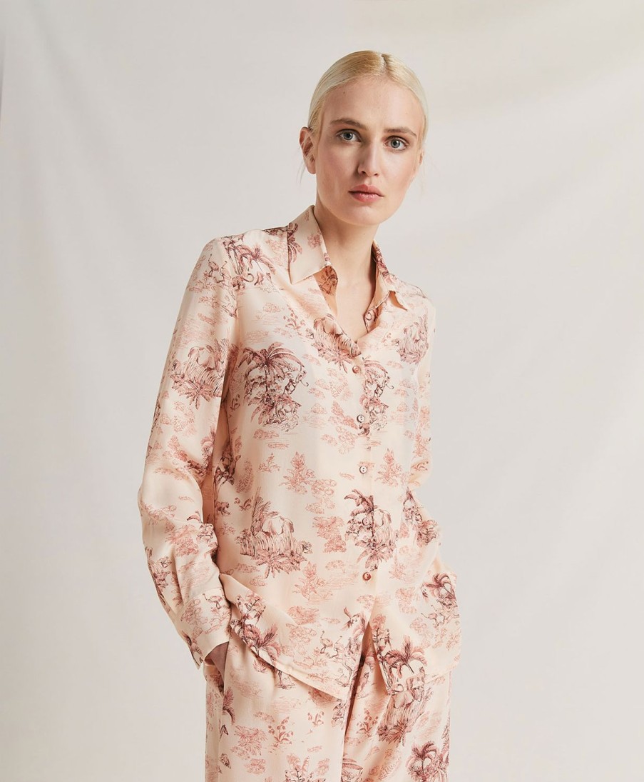 Momoni Bluse E Camicie | Camicia Shirt In Crepe De Chine - Rosato/Amarena