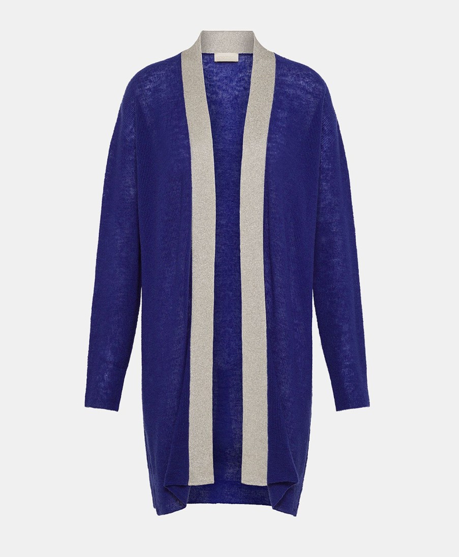 Momoni Maglieria | Cardigan Flossy Perlata Dettagli Lurex - Bluette