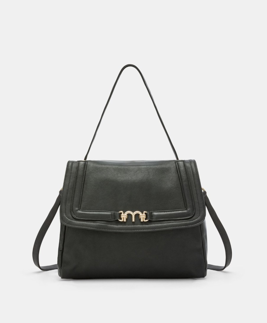 Momoni Borse E Pochette | Borsa Flore In Pelle - Nero