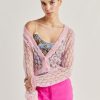 Momoni Maglieria | Cardigan Altea In Soft Mohair - Rosa Baby