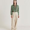 Momoni Bluse E Camicie | Camicia Arles In Twill Di Seta - Verde/Multicolor