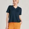 Momoni T-Shirts E Top | Tshirt Nancy In Jersey Lino - Blu Notte