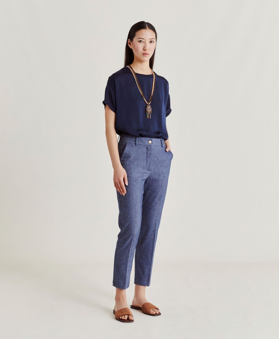 Momoni Pantaloni E Shorts | Pantaloni Joy In Denim Leggero - Blu Jeans