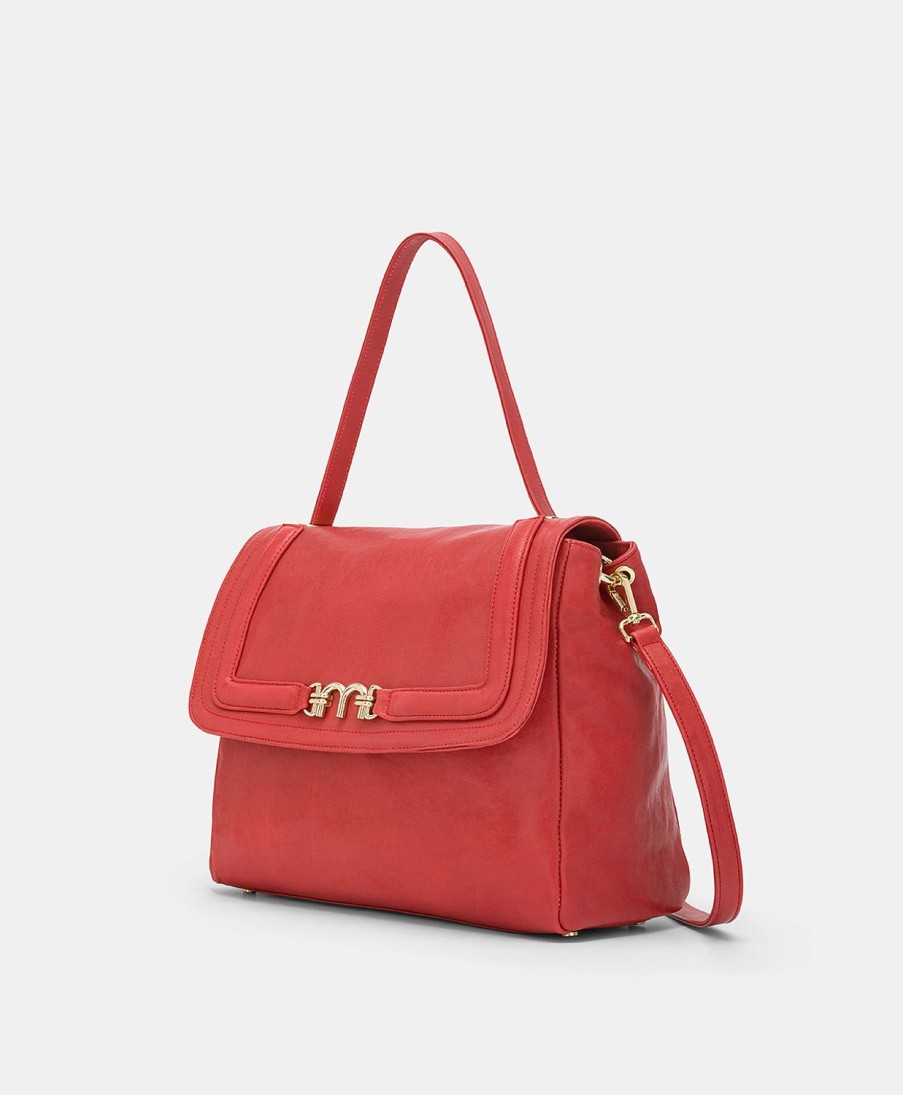 Momoni Borse E Pochette | Borsa Flore Bag In Pelle - Rosso