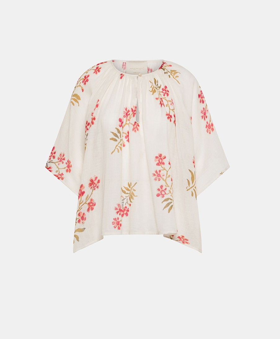 Momoni Bluse E Camicie | Blusa Tarida In Garza - Panna/Amarena