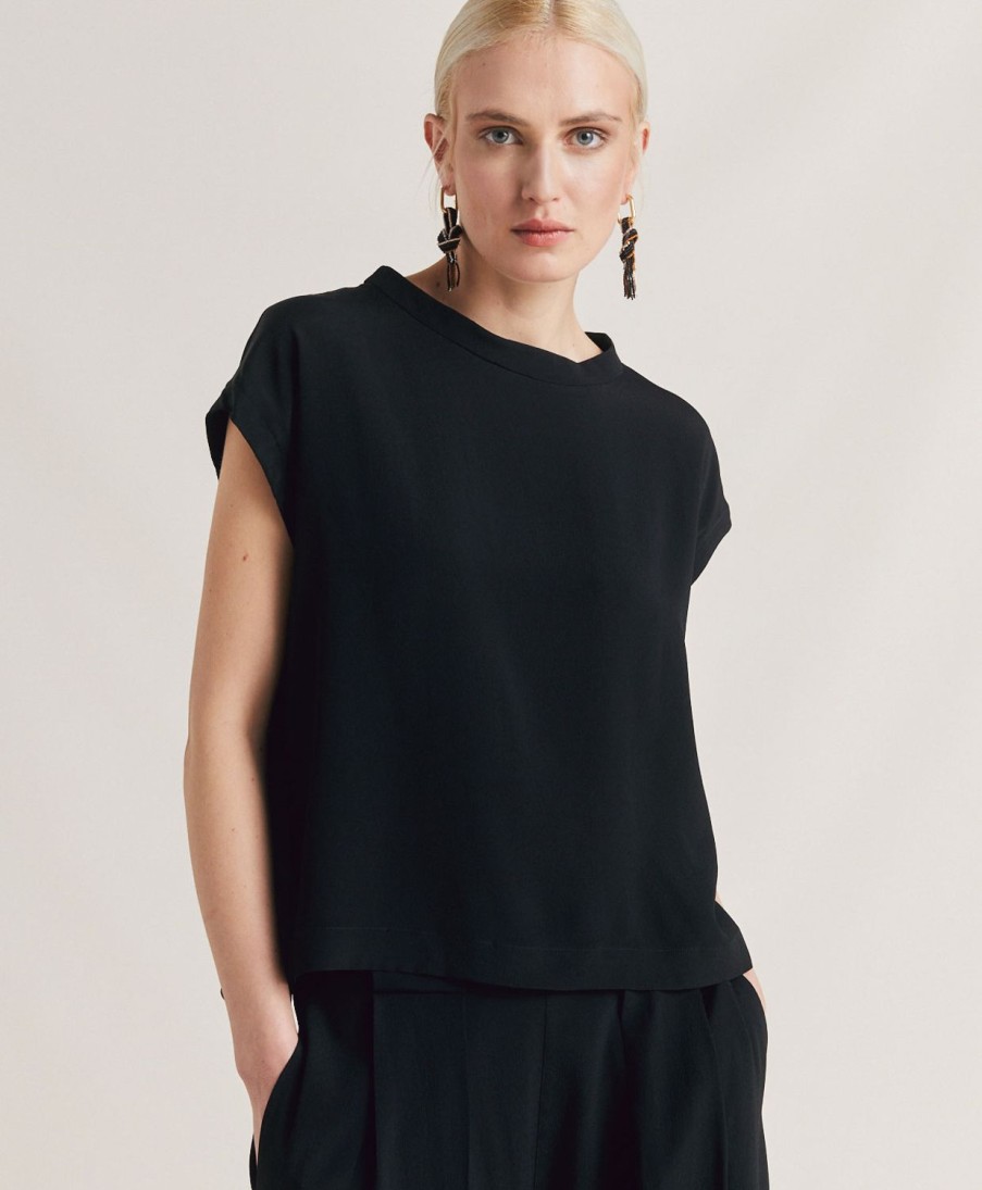 Momoni Bluse E Camicie | Blusa Curacao In Acetato Seta - Nero