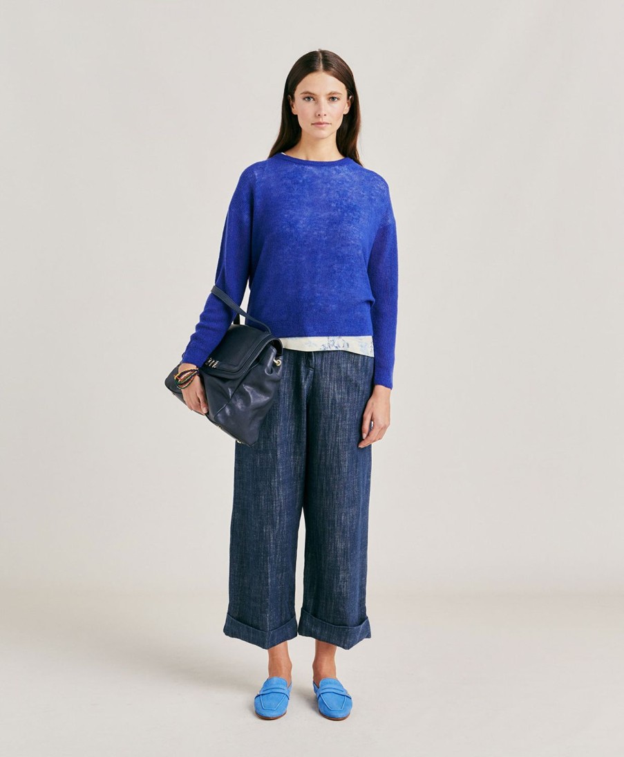 Momoni Pantaloni E Shorts | Pantaloni Grecale In Denim - Blu Jeans