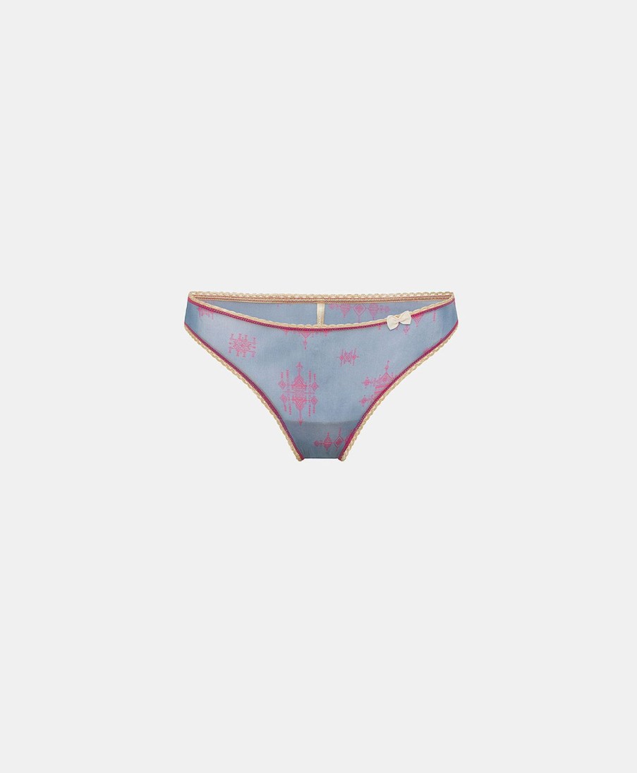 Momoni Slip | Slip Arca In Nylon Stampato - Bluette/Fucsia