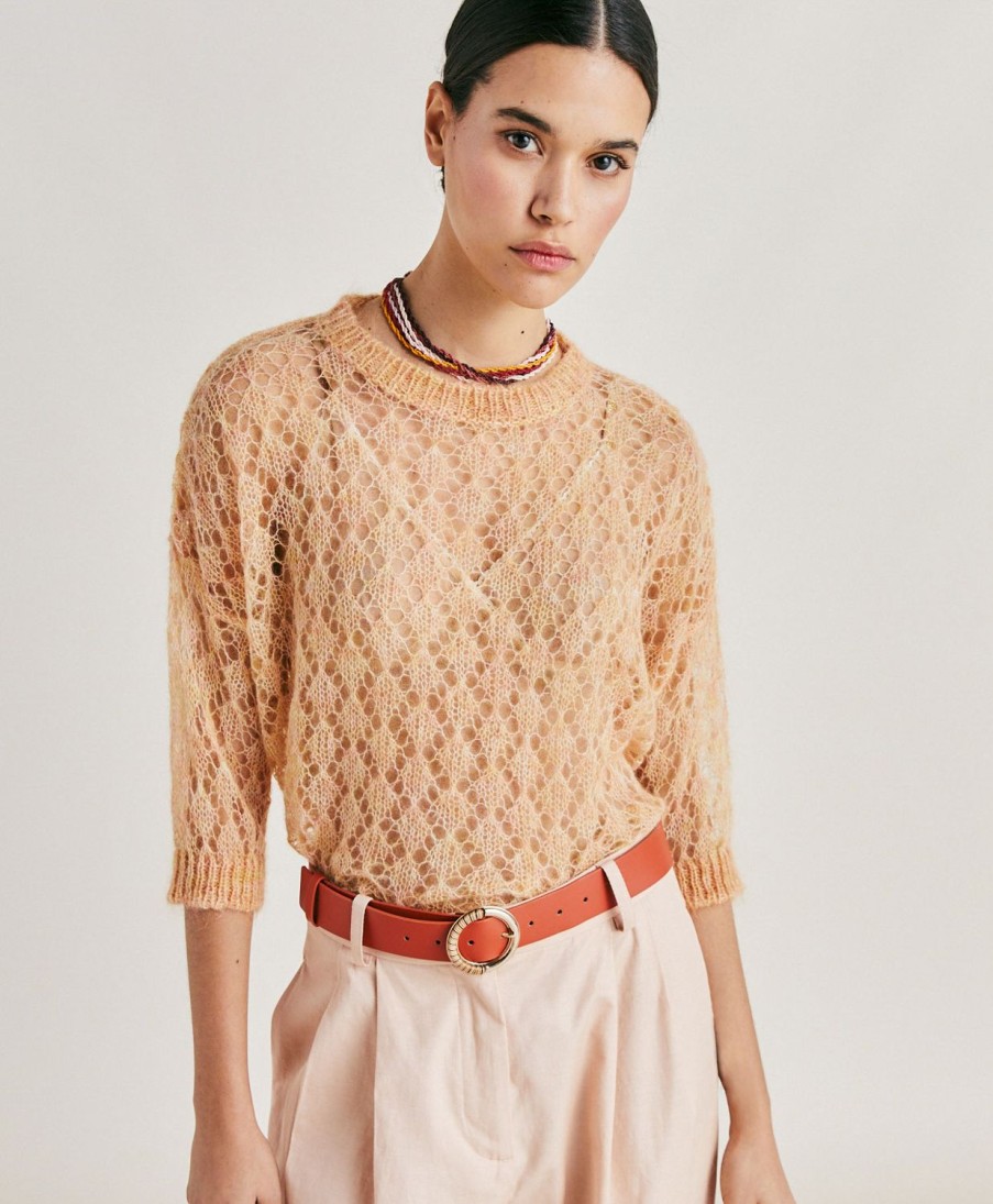 Momoni Maglieria | Maglia Campanula In Soft Mohair - Arancio