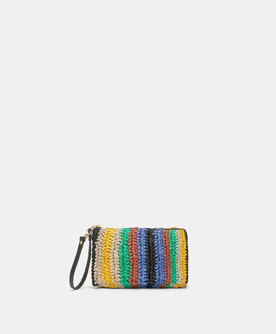 Momoni Borse E Pochette | Clutch Yamir In Raffia A Righe - Multicolor