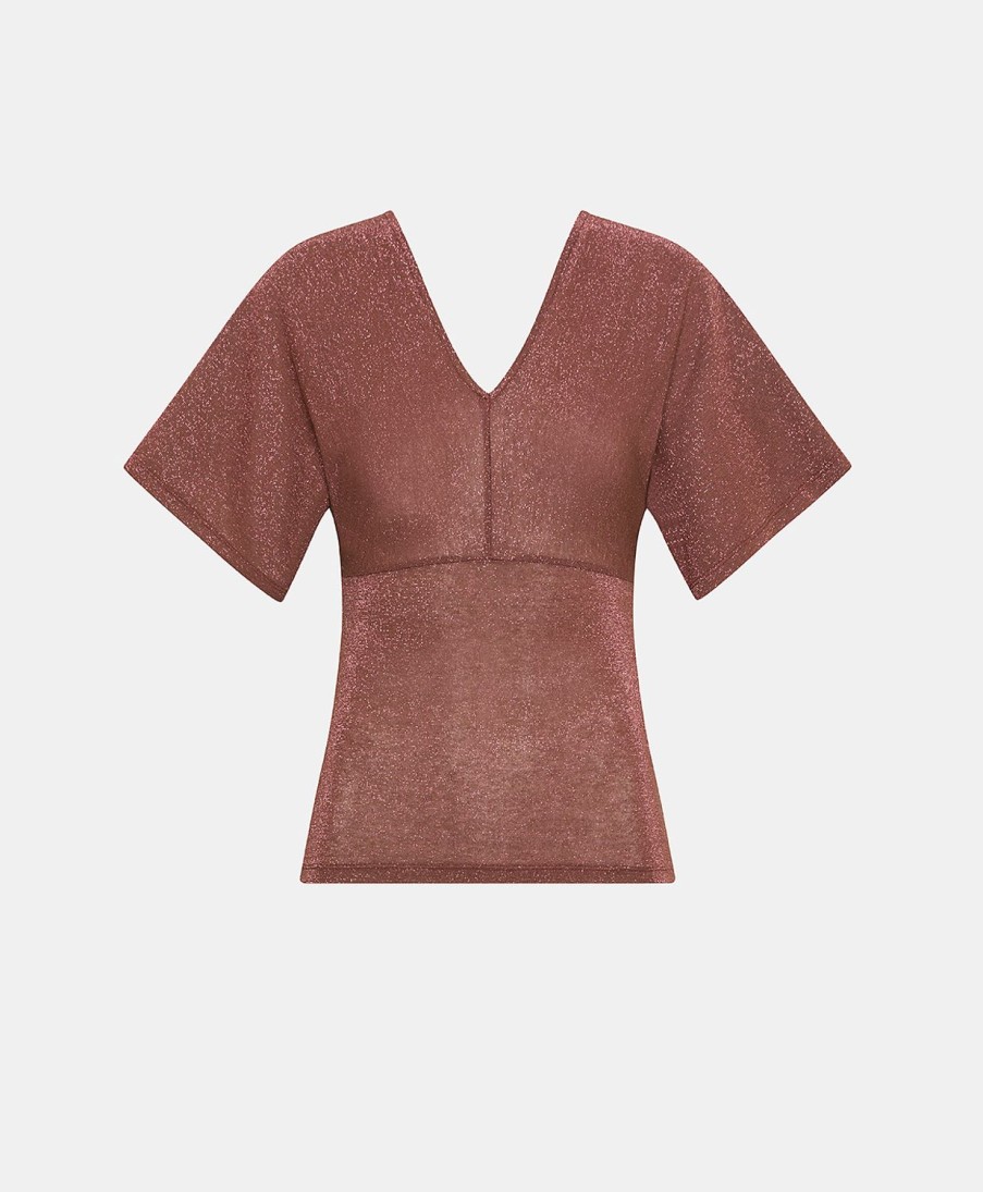 Momoni T-Shirts E Top | Tshirt Milly In Jersey Lurex - Terracotta