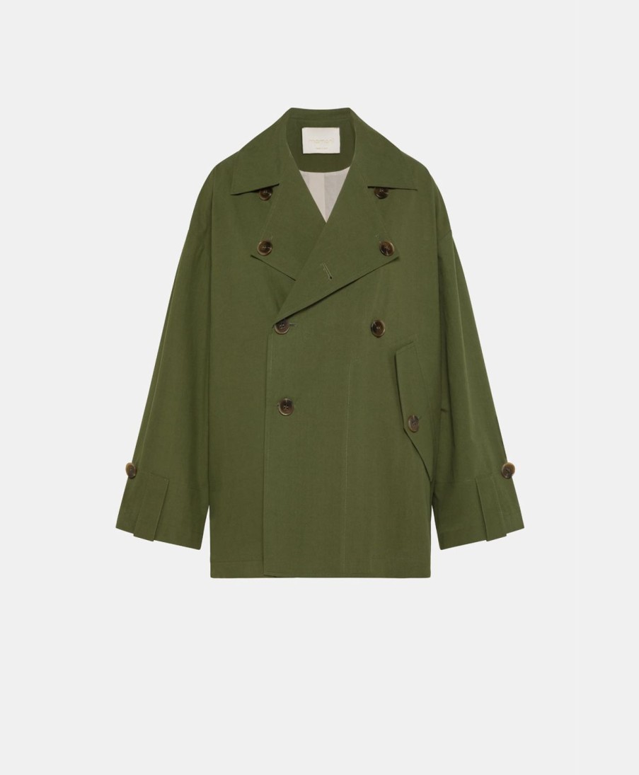 Momoni Trench E Cappotti | Trench Gazania In Cotone - Verde