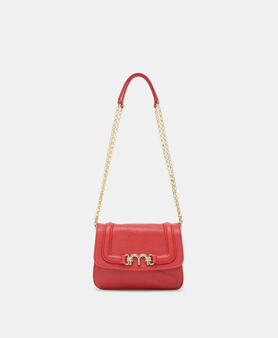 Momoni Borse E Pochette | Borsa Mimi Flore In Pelle - Rouge