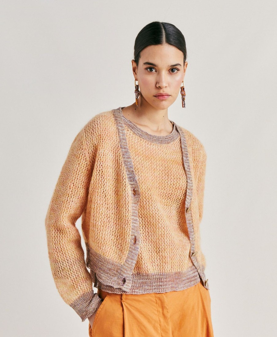 Momoni Maglieria | Cardigan Dream In Soft Mohair - Arancio