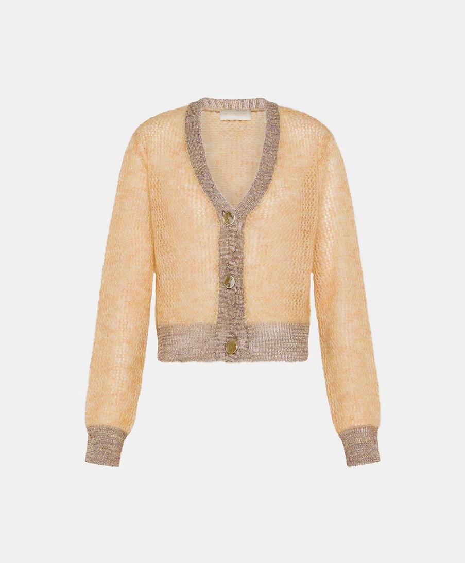 Momoni Maglieria | Cardigan Dream In Soft Mohair - Arancio