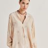 Momoni Bluse E Camicie | Blusa Alisha In Crepe De Chine - Beige Multicolor