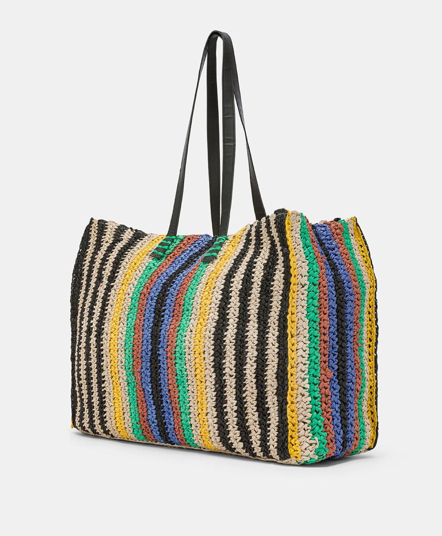 Momoni Borse E Pochette | Tote Bag Ellis In Raffia A Righe - Multicolor