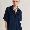 Momoni Bluse E Camicie | Camicia Brooklyn In Jersey Lurex - Bluette