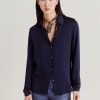 Momoni Bluse E Camicie | Camicia Meudon In Seta Unita - Blu Notte