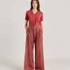 Momoni Pantaloni E Shorts | Pantaloni Aspen In Voile Cotone Stampato - Rosso