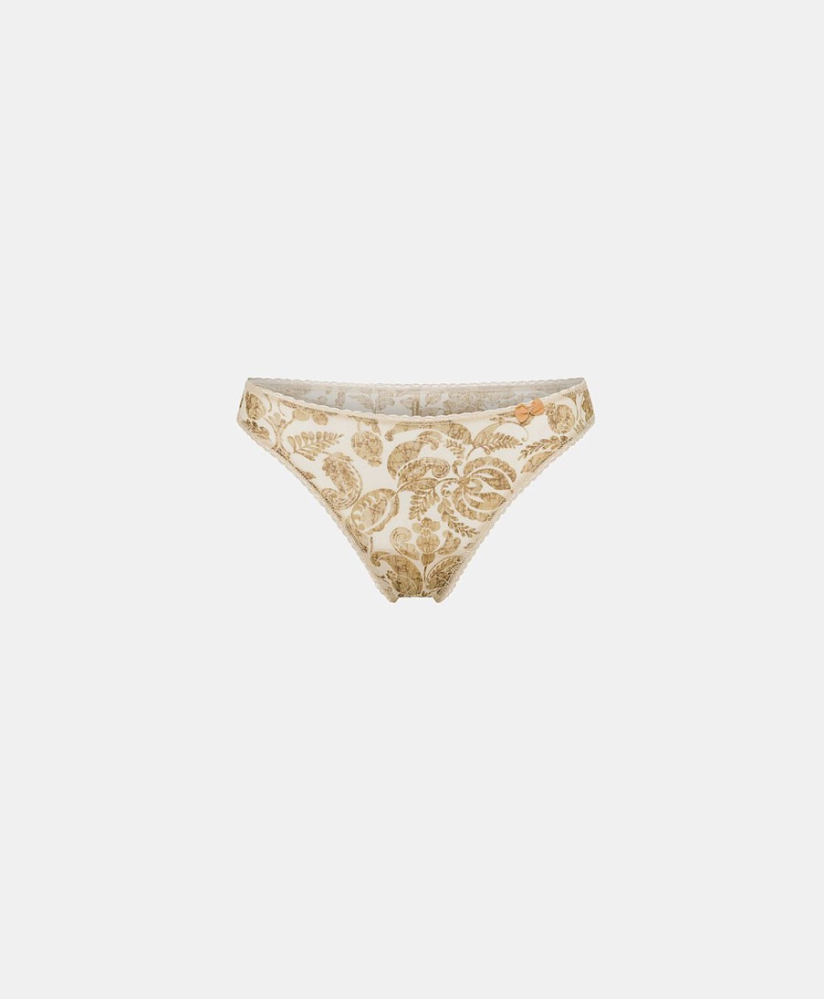 Momoni Slip | Slip Arca In Nylon Stampato - Panna / Multicolor